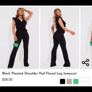 BLACK PLEATED JUMPSUIT W/ SHOULDER PADS